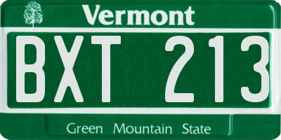 VT license plate BXT213