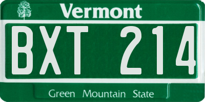 VT license plate BXT214