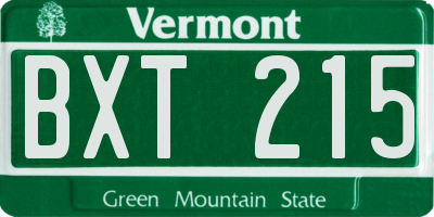 VT license plate BXT215
