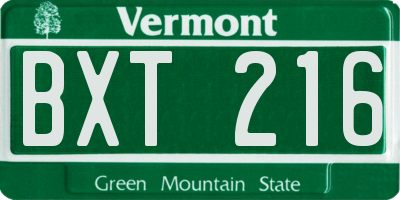 VT license plate BXT216