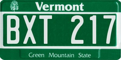 VT license plate BXT217