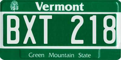 VT license plate BXT218