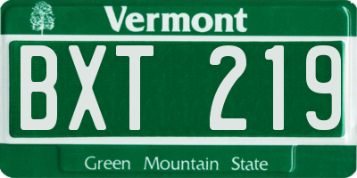 VT license plate BXT219