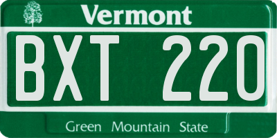 VT license plate BXT220
