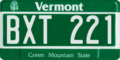VT license plate BXT221