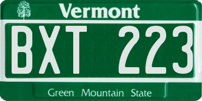 VT license plate BXT223