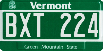 VT license plate BXT224