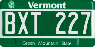 VT license plate BXT227