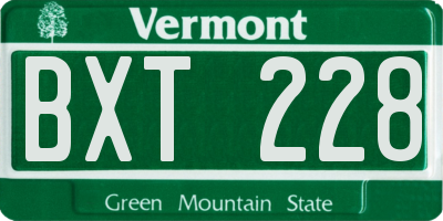 VT license plate BXT228
