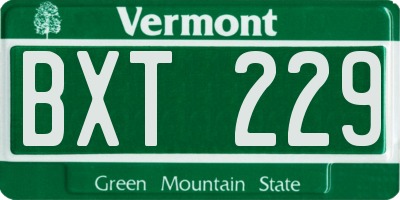 VT license plate BXT229