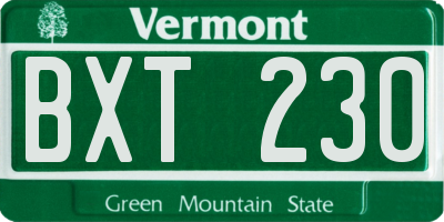 VT license plate BXT230