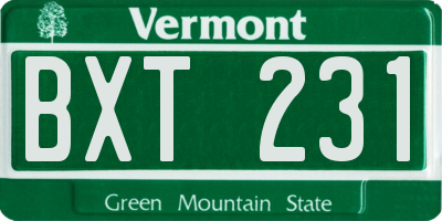 VT license plate BXT231
