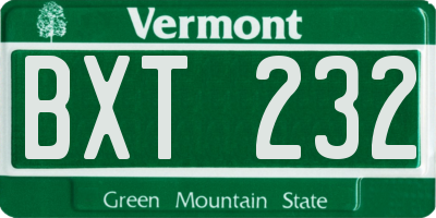 VT license plate BXT232