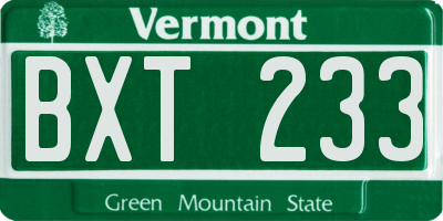 VT license plate BXT233