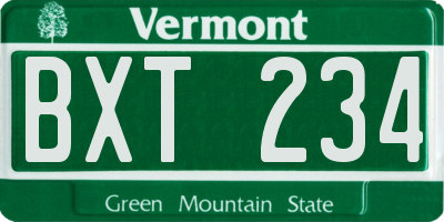 VT license plate BXT234