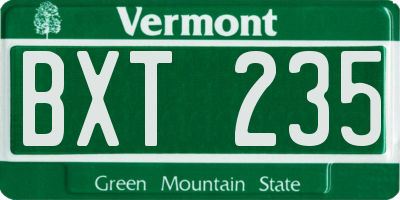 VT license plate BXT235