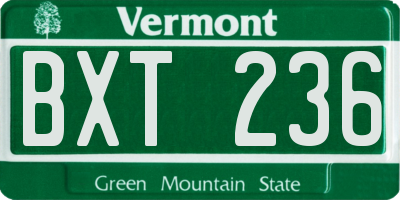 VT license plate BXT236