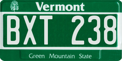 VT license plate BXT238
