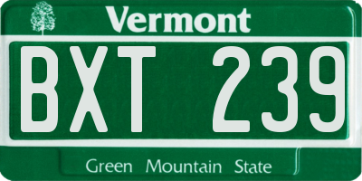 VT license plate BXT239