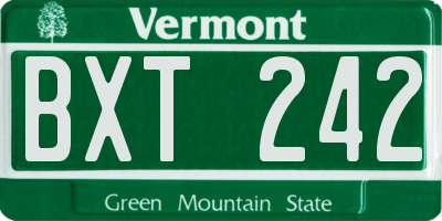 VT license plate BXT242