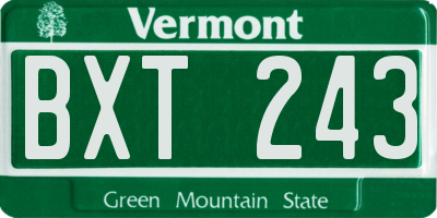 VT license plate BXT243