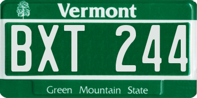 VT license plate BXT244