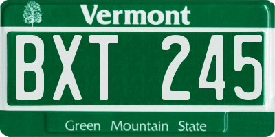 VT license plate BXT245