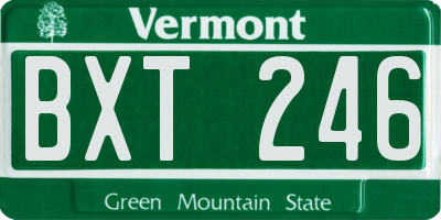 VT license plate BXT246