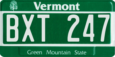 VT license plate BXT247