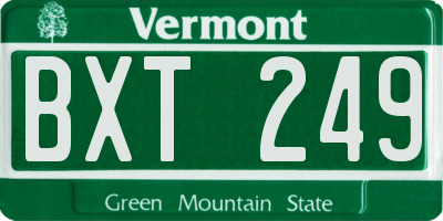 VT license plate BXT249