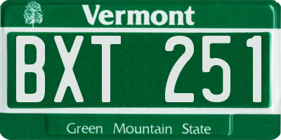 VT license plate BXT251