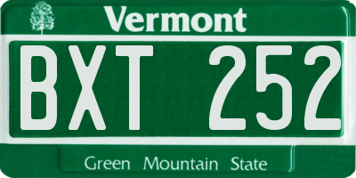 VT license plate BXT252