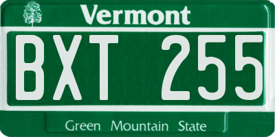 VT license plate BXT255