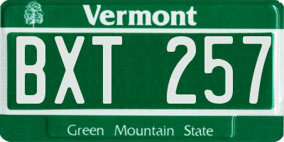 VT license plate BXT257