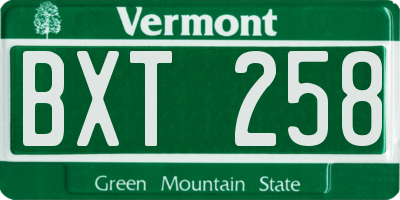 VT license plate BXT258
