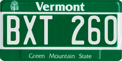 VT license plate BXT260