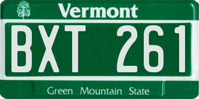 VT license plate BXT261