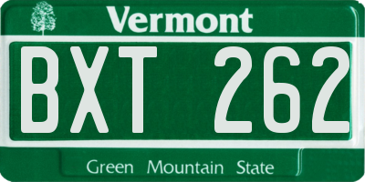 VT license plate BXT262