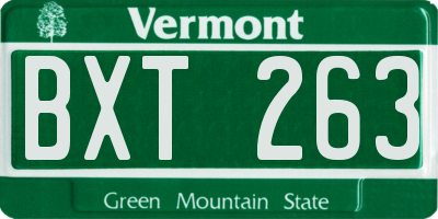 VT license plate BXT263