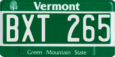 VT license plate BXT265