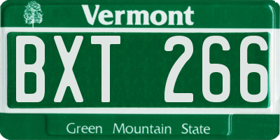 VT license plate BXT266