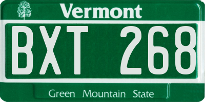 VT license plate BXT268