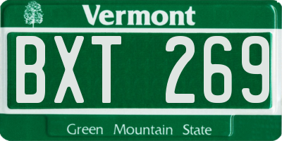 VT license plate BXT269