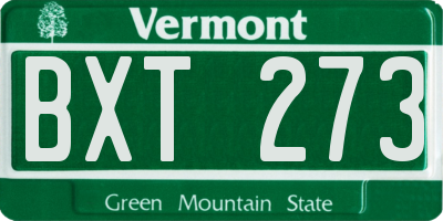 VT license plate BXT273