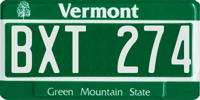 VT license plate BXT274