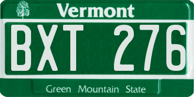 VT license plate BXT276
