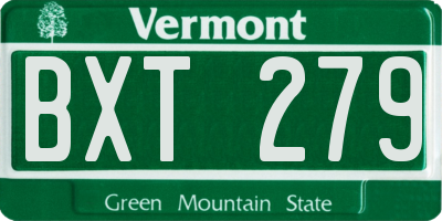 VT license plate BXT279
