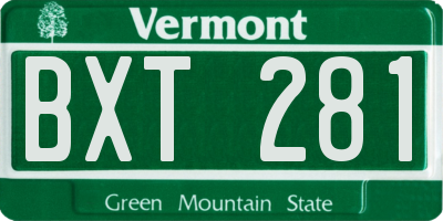 VT license plate BXT281