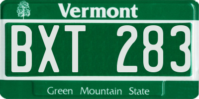 VT license plate BXT283