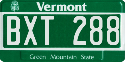 VT license plate BXT288